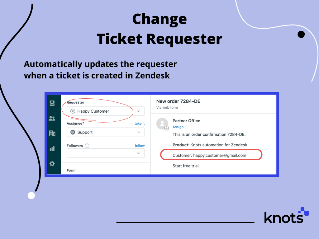 Change Ticket Requester by Knots screenshot 1